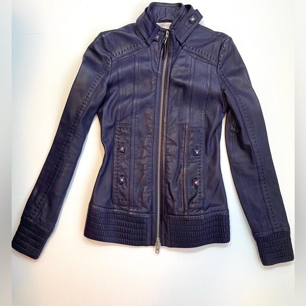 Mackage Jerry Leather Jacket Purple Sz:XXS